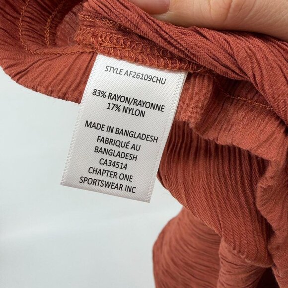 Jules & Leopold Brown tan crinkle crepe flare drawstring pants Large - Picture 5 of 5